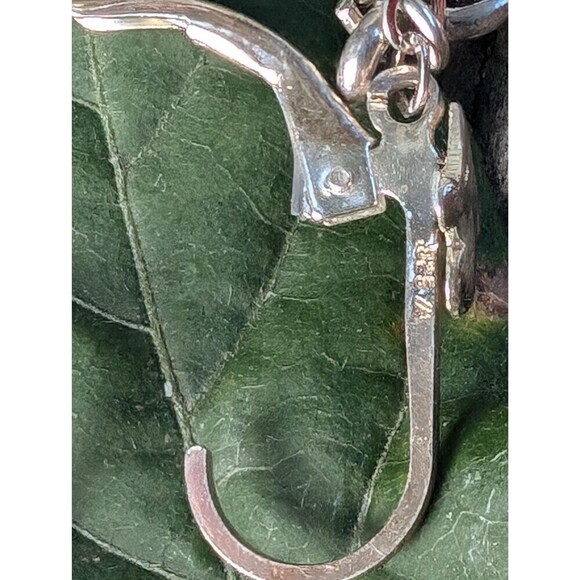 Vintage Sterling Rose Quartz Pearl Earrings, Silver Gemstone Dangle Earrings - Picture 6 of 10